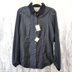 Vintage 90's Wrangler NWT Silver Lake CountryGoth Fitted Button Down Women's L